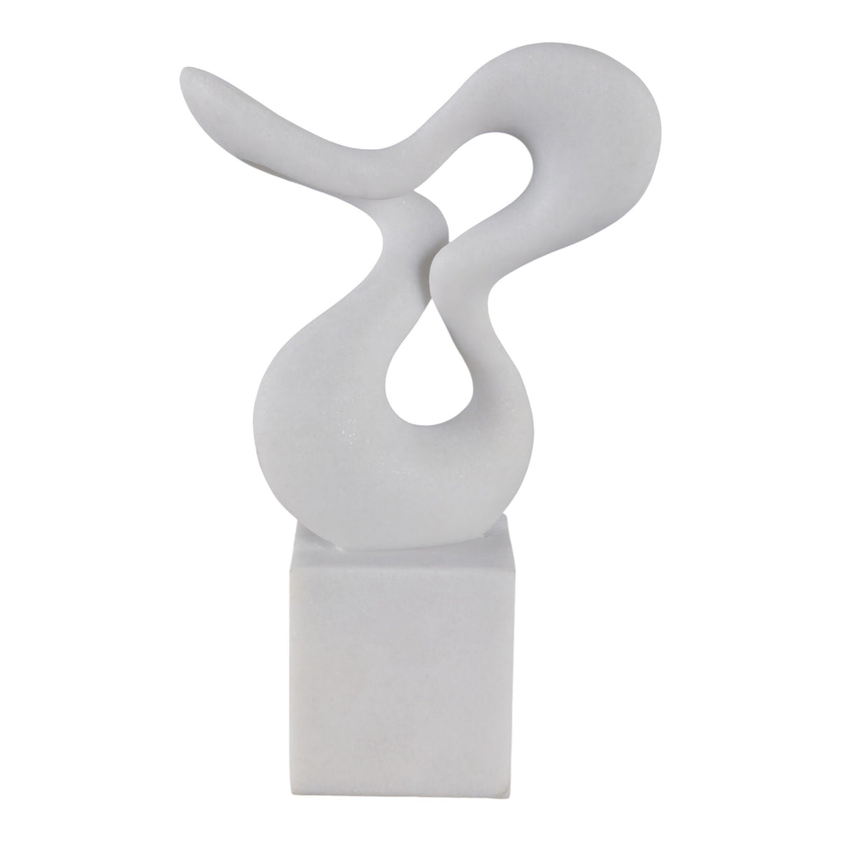 12" x 7" Abstract Resin Sculpture On Base - White