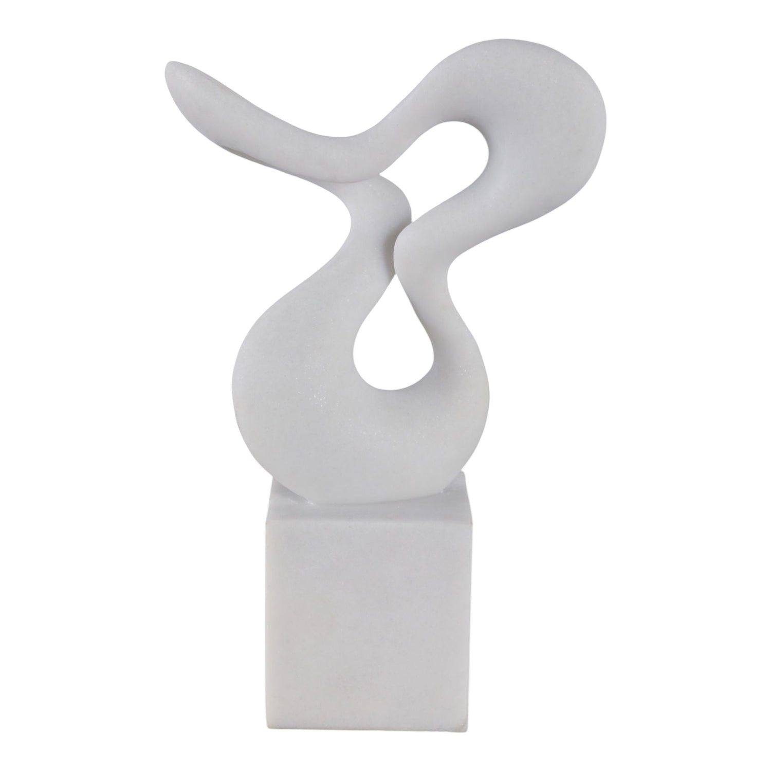 12" x 7" Abstract Resin Sculpture On Base - White