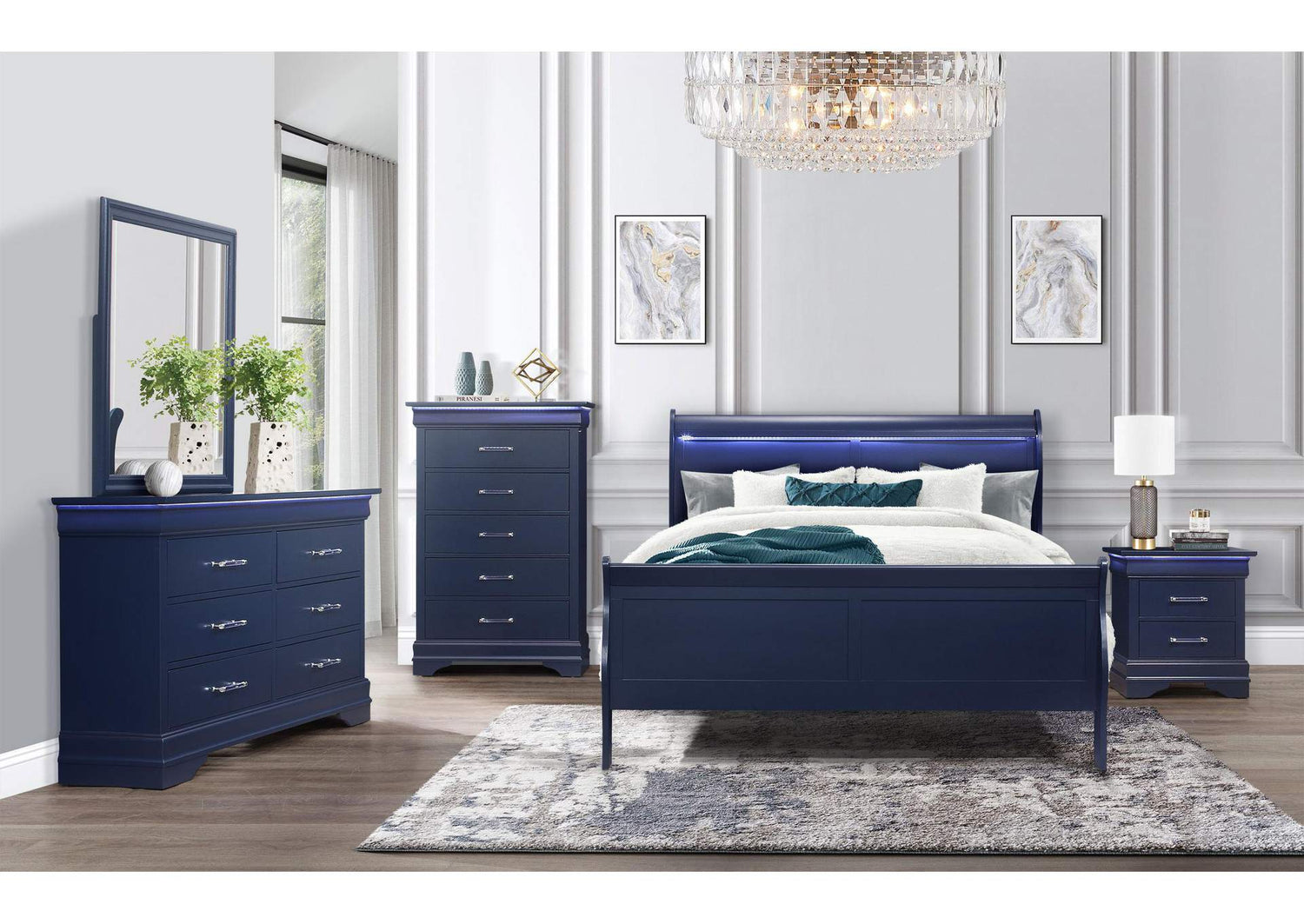 CHARLIE-BLUE-QB_DR_MR_2_NS CHARLIE BLUE QUEEN BED, DRESSER, MIRROR AND 2 NIGHTSTANDS