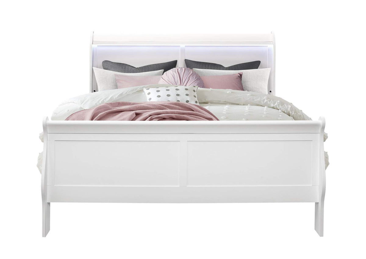 CHARLIE-WHITE-QB CHARLIE WHITE QUEEN BED WITH LED