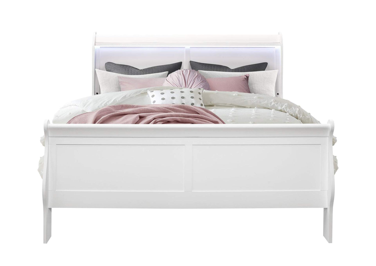 CHARLIE-WHITE-QB CHARLIE WHITE QUEEN BED WITH LED