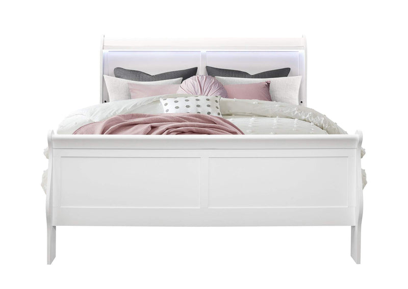 CHARLIE-WHITE-QB CHARLIE WHITE QUEEN BED WITH LED