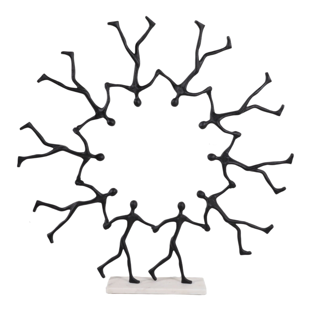 32" x 31" Men Walking In Ring Sculpture - Black / White