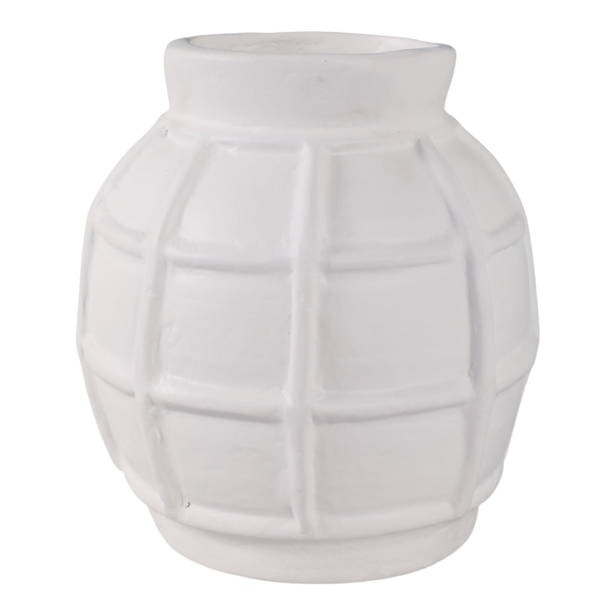 11" x 11" Windowpane Paper Mache Vase - White