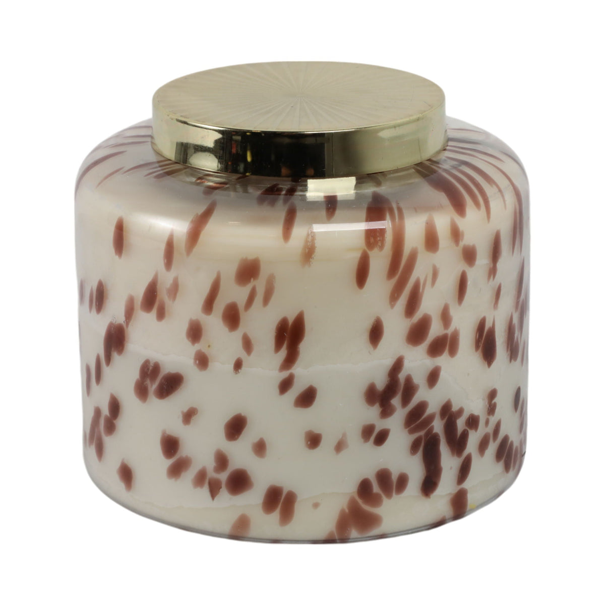 9" Cinnamon Speckle Lidded Candle - White / Orange