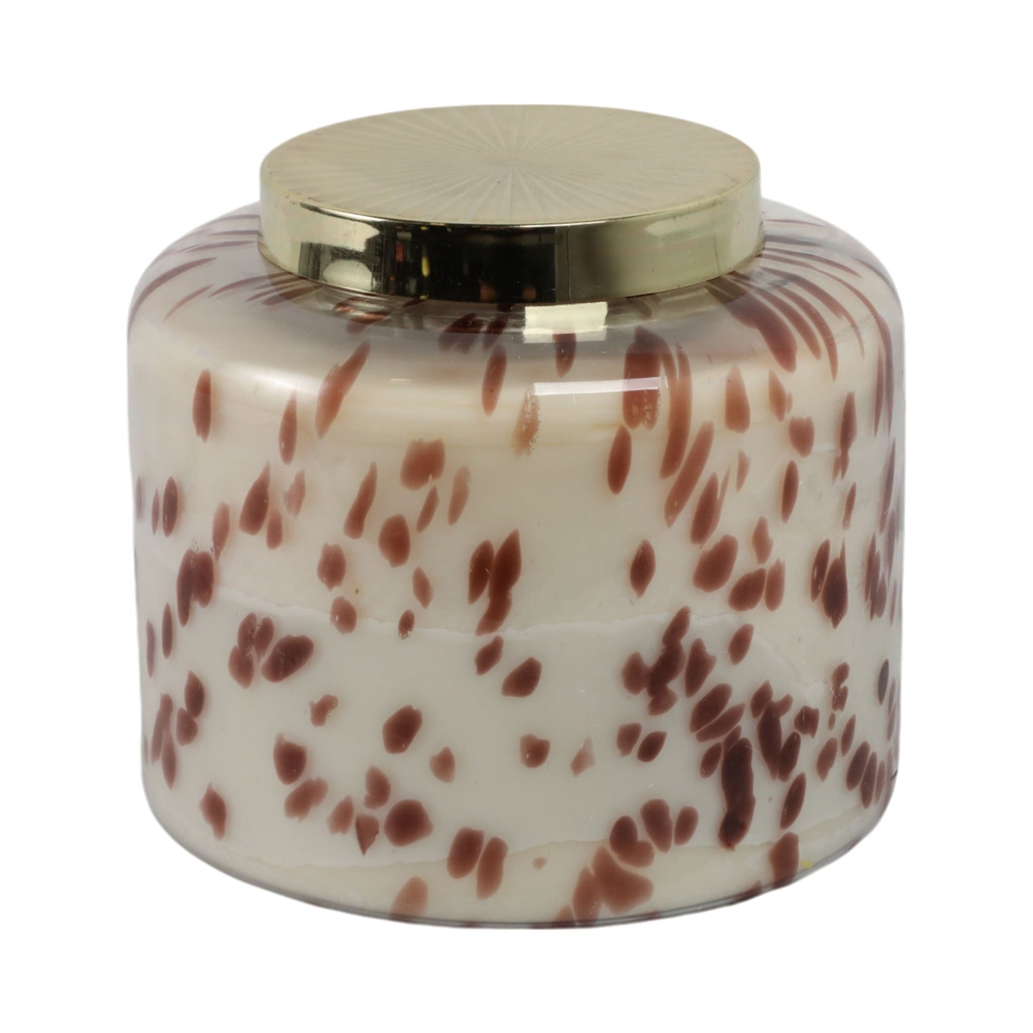 9" Cinnamon Speckle Lidded Candle - White / Orange