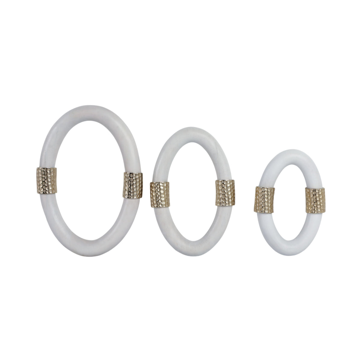 14" / 12" / 10" Salford Wood Ring Wall Decor (Set of 3) - White