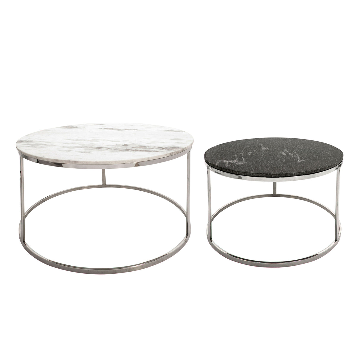 Metal / Marble Coffee Table (Set of 2) - Silver