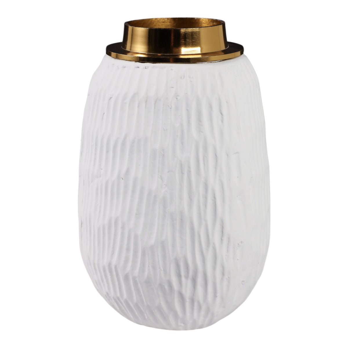 Zurich Large Ecomix And Metal Vase - White / Gold
