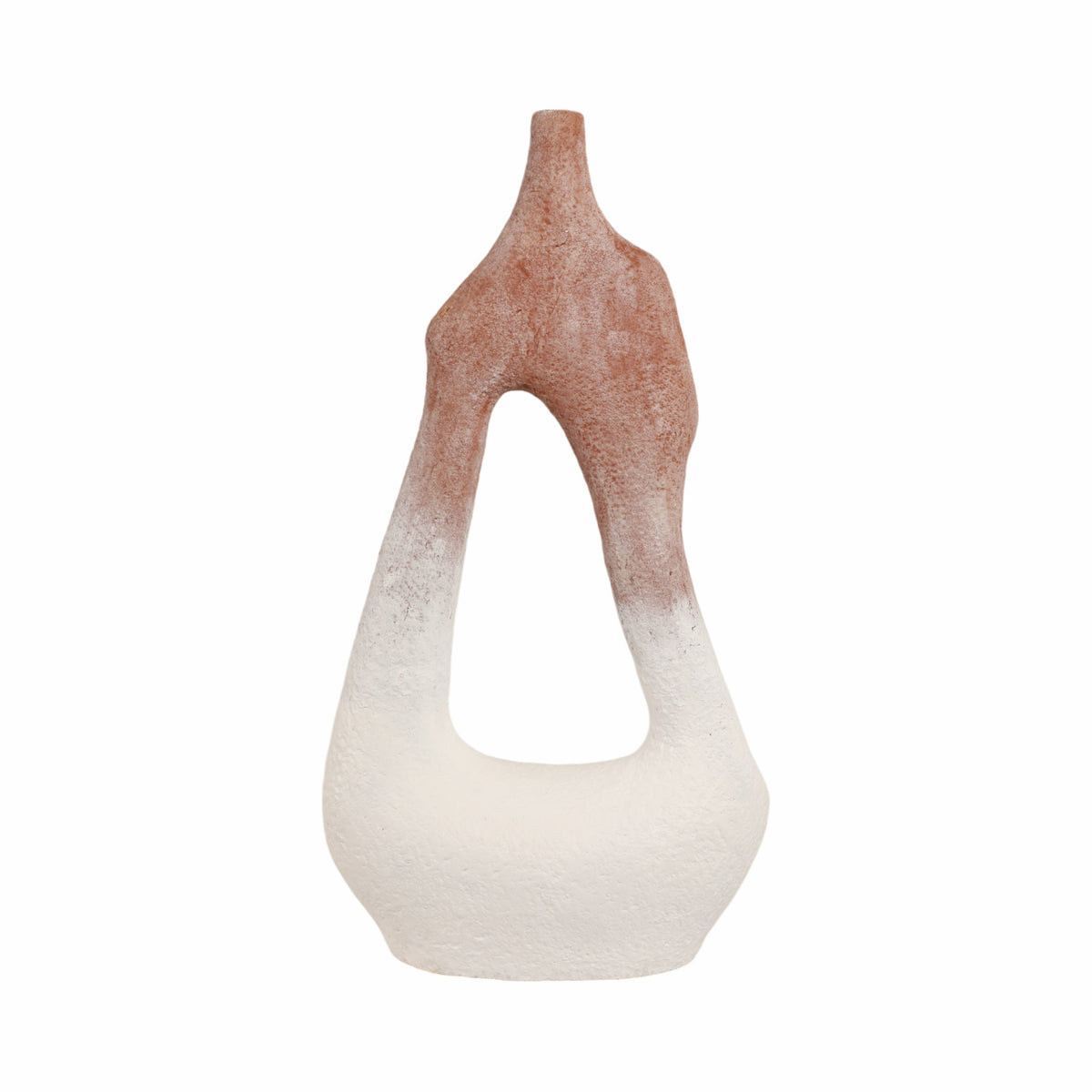 36" Curvy Open Cut-Out Terracotta Vase - White Multi