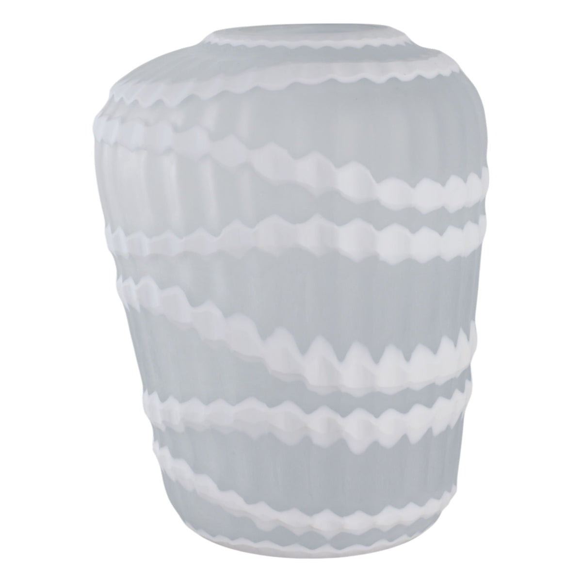 13" Warwick Large Carved Glass Vase - White