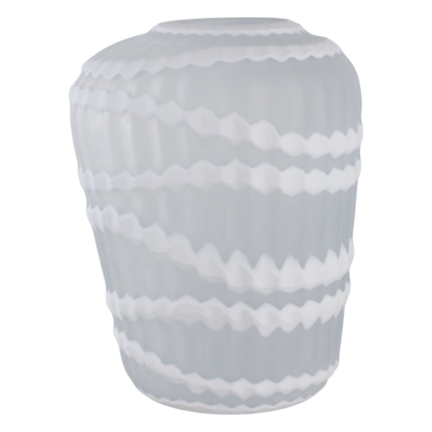 13" Warwick Large Carved Glass Vase - White