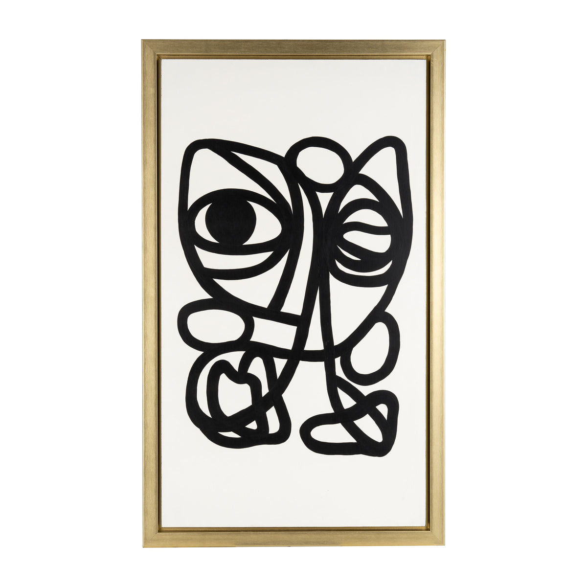 Hand Painted Gold Frame Geometric Face 35X59 - White