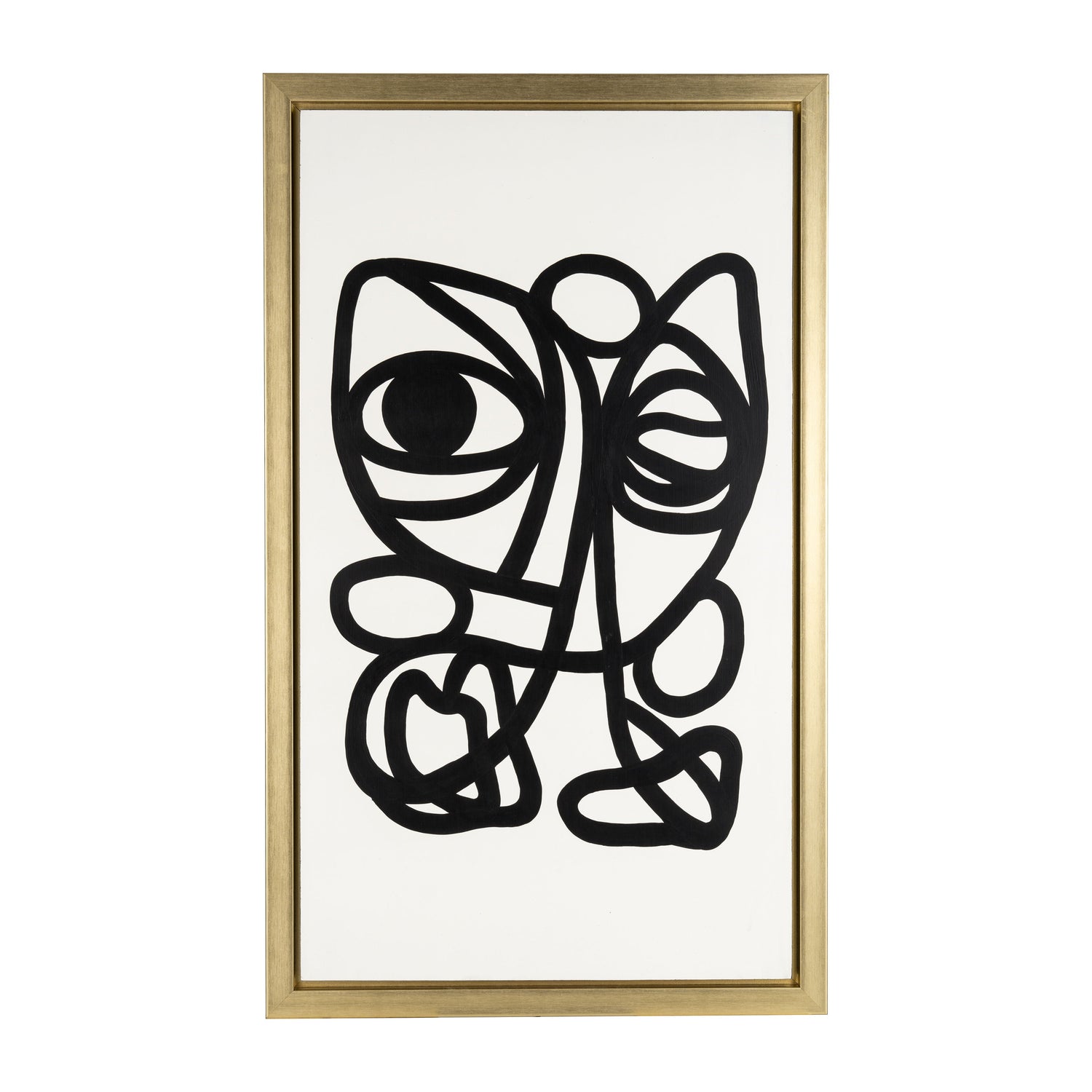 Hand Painted Gold Frame Geometric Face 35X59 - White