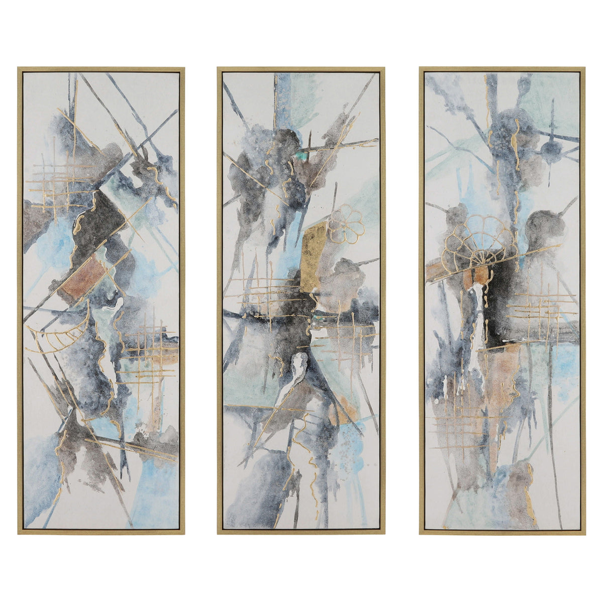 62" x 22" Abstract Canvas (Set of 3) - Multi
