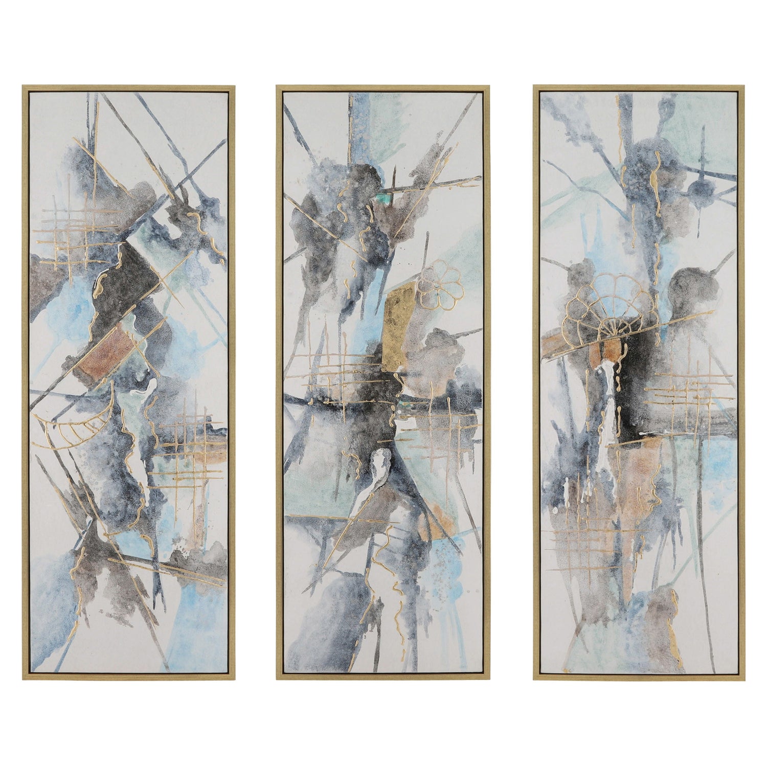 62" x 22" Abstract Canvas (Set of 3) - Multi