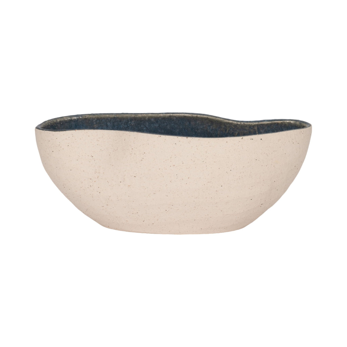 13" Reactive Curvy Oval Bowl - Blue / White