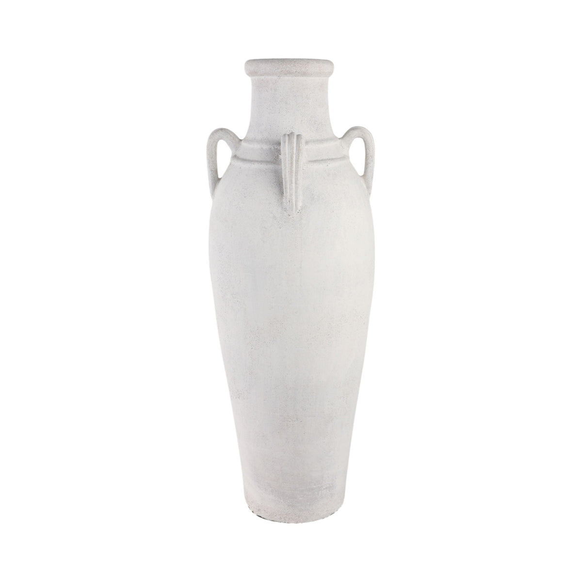39" Terracotta Floor Vase With Handles - Ivory
