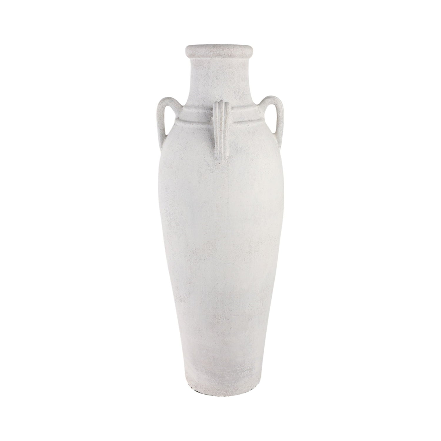 39" Terracotta Floor Vase With Handles - Ivory