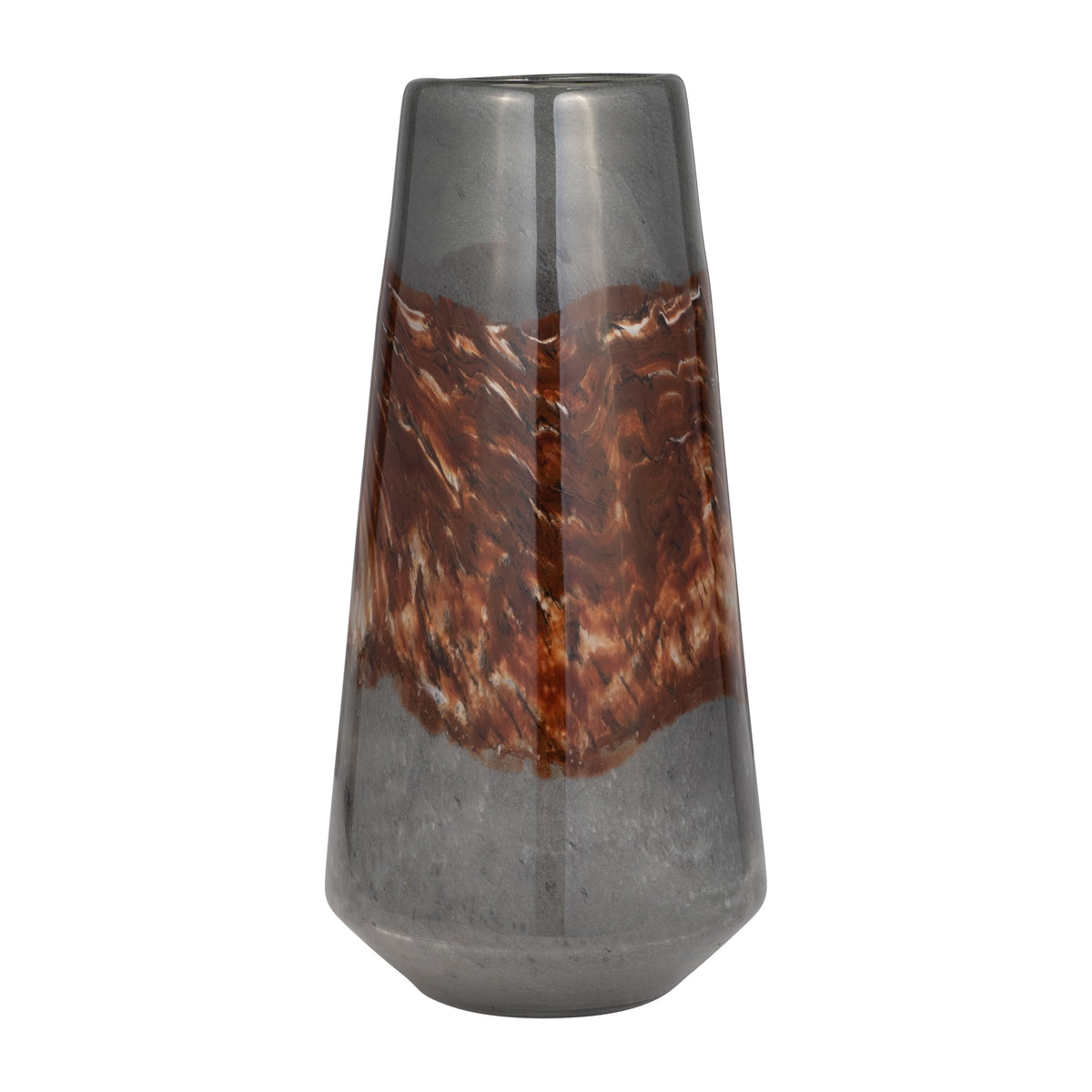 Glass Vase 17" - Gray / Brown