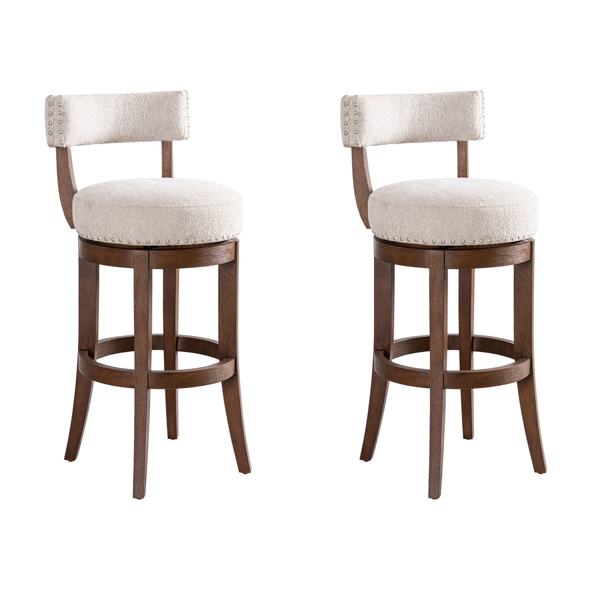 Mystic - Solid Wood Upholstered 30" Bar Height Swivel Barstool