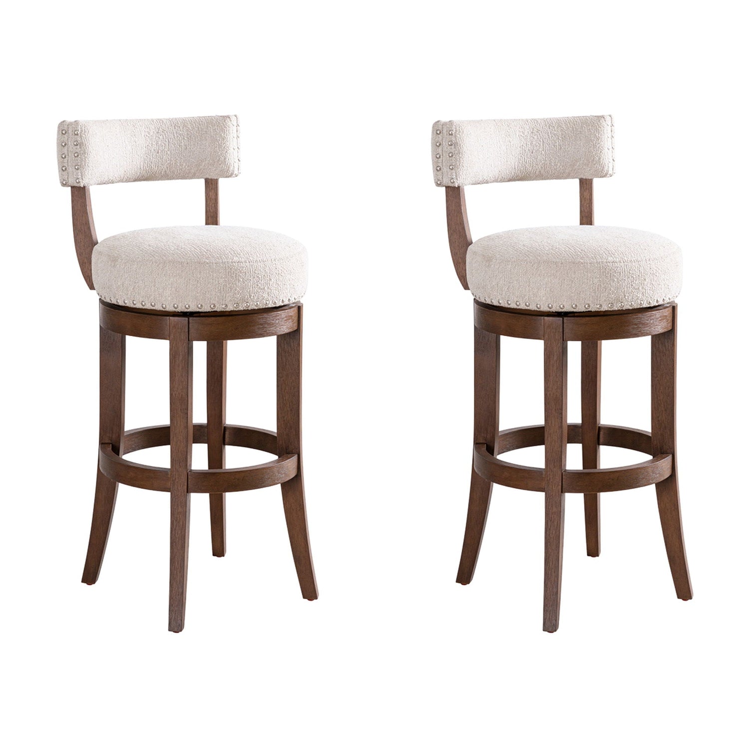 Mystic - Solid Wood Upholstered 30" Bar Height Swivel Barstool