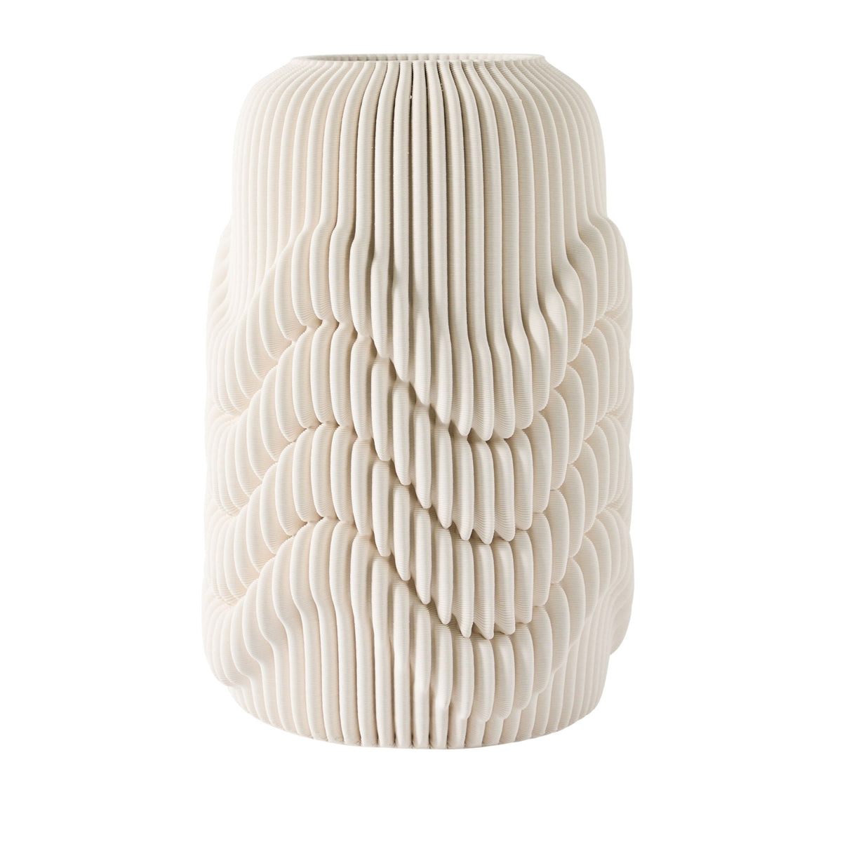 14" Providence 3D Printed Vase - Ivory / Beige