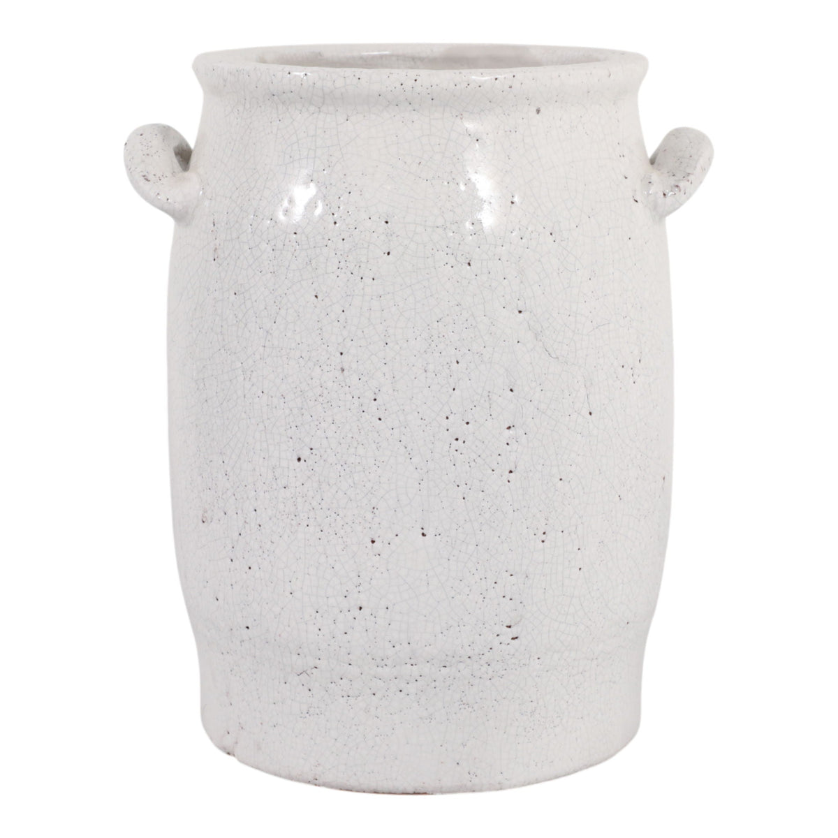 12" x 10" Crackle Finish Vase - White