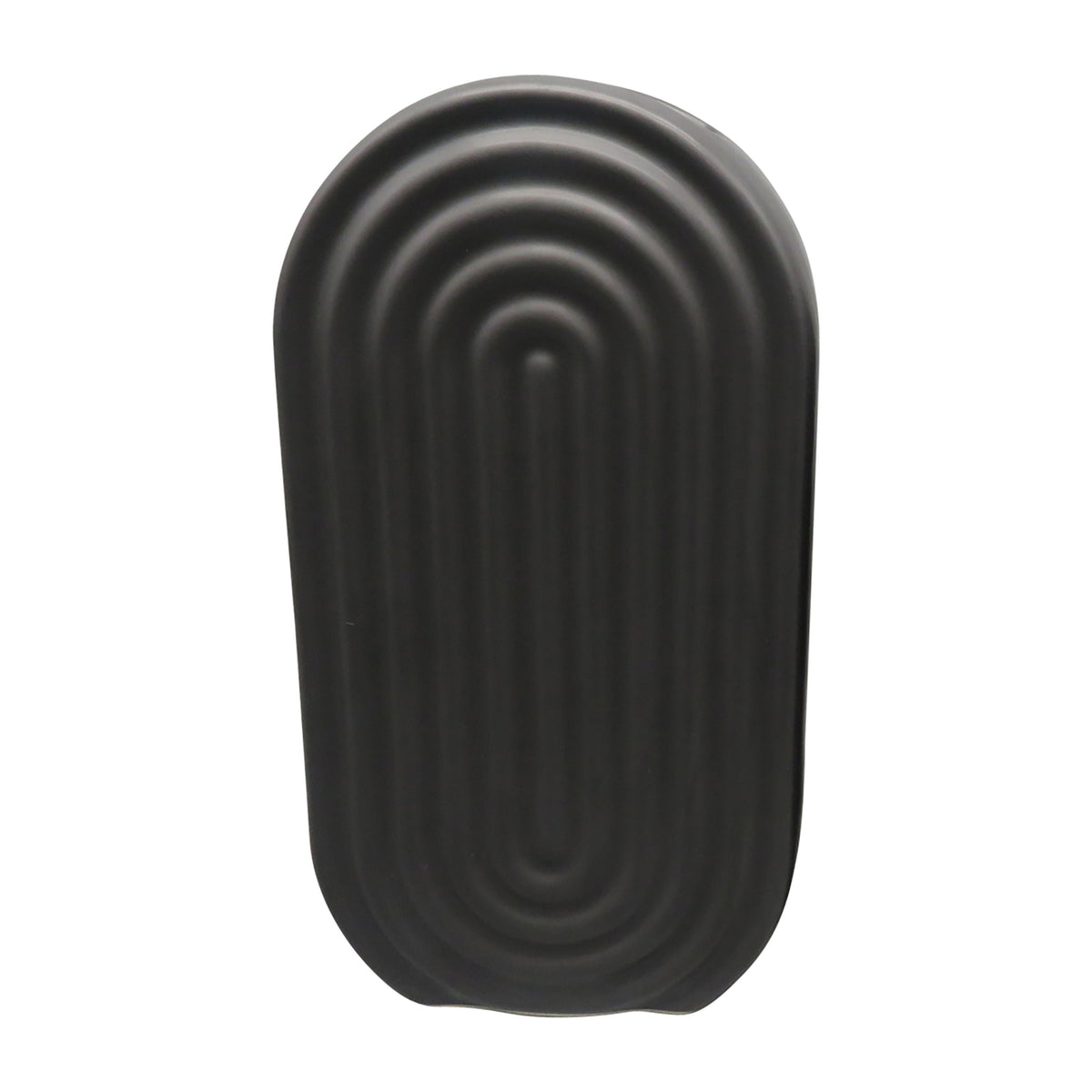 Ceramic Oval Ridged Vase - Black