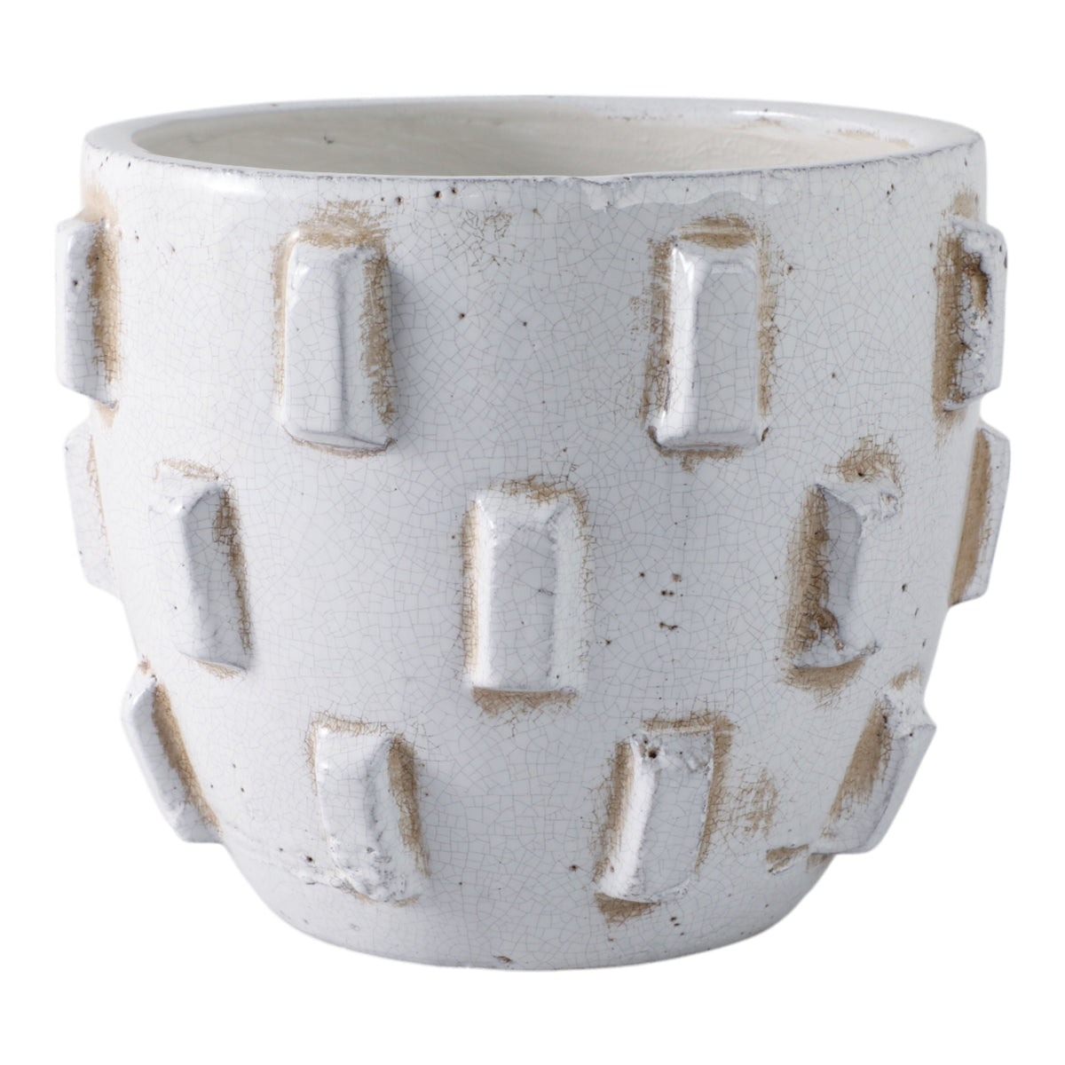 8" Sculptural Hobnail Planter - White