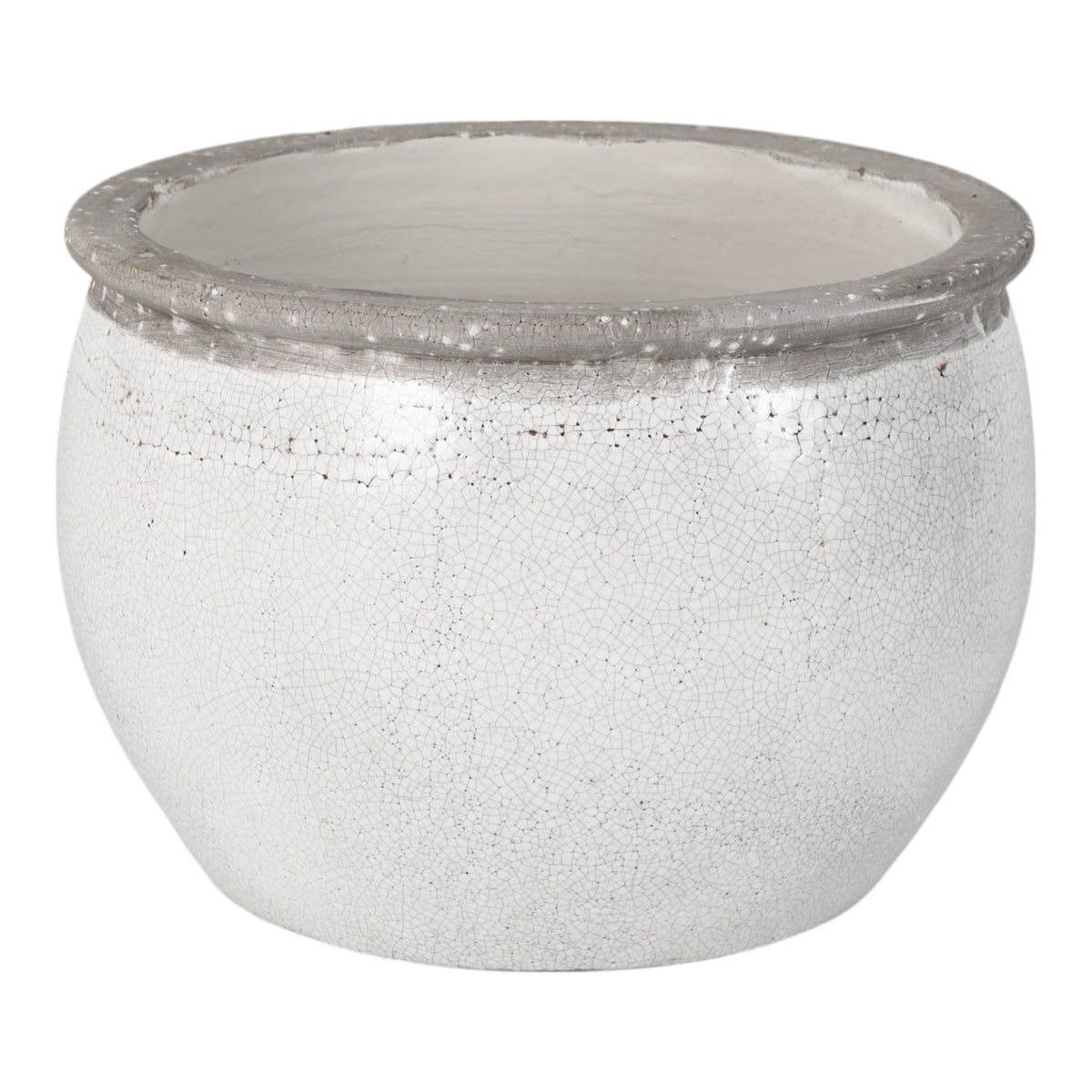 9" Traditional Planter Crackle Finish - White