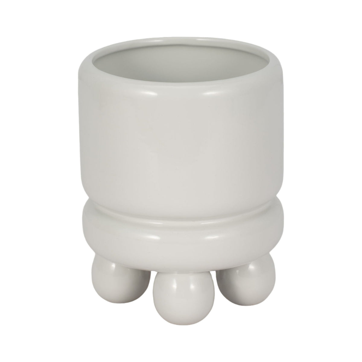 7" Knobby Footed Planter - White
