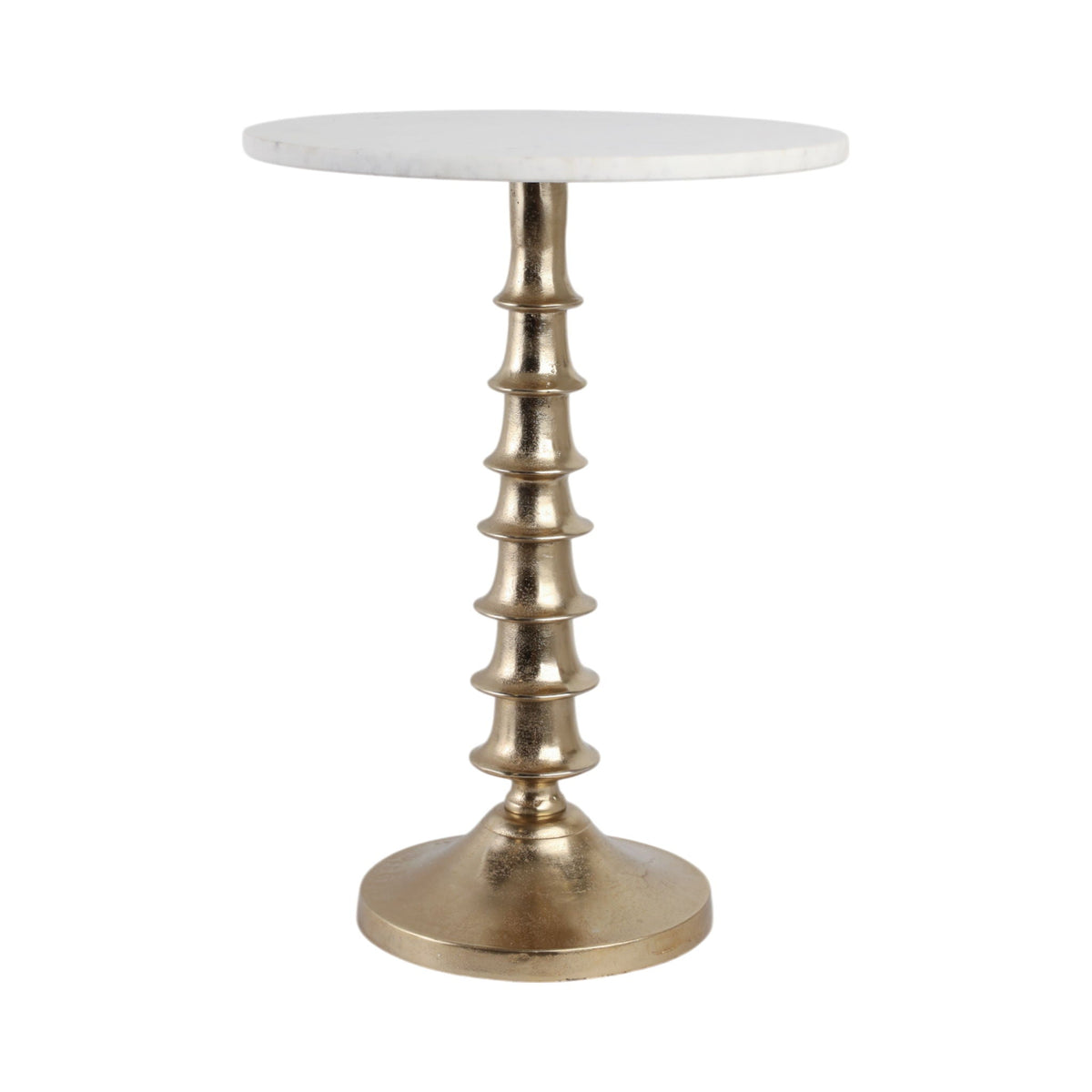 22" x 16" Layered Lilypad Accent Table - White / Gold