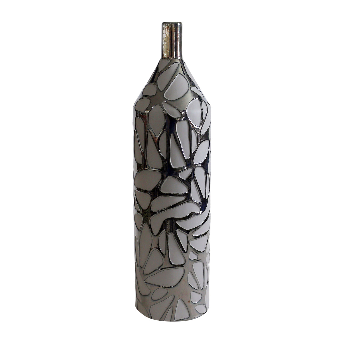 28" Solvay Oversized Tribal Vase - Black Metallic
