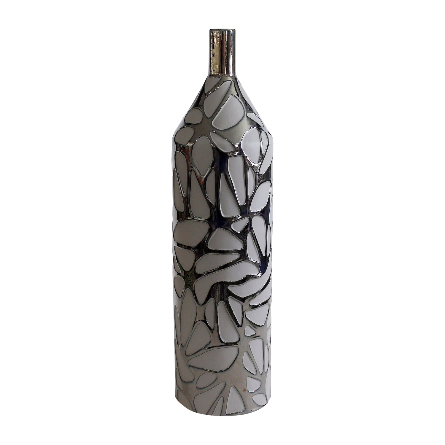 28" Solvay Oversized Tribal Vase - Black Metallic