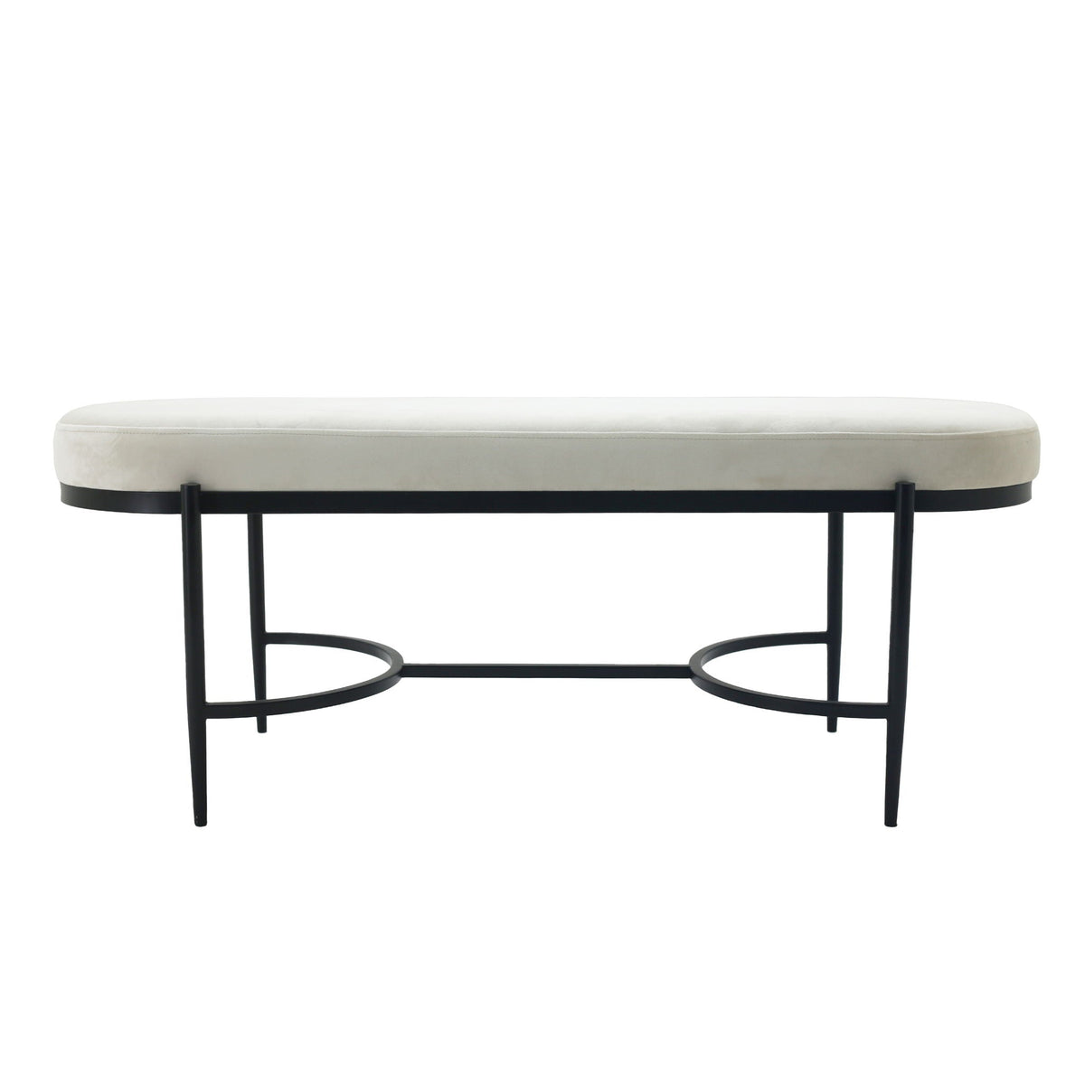 Kinross Velvet Bench - Black / White