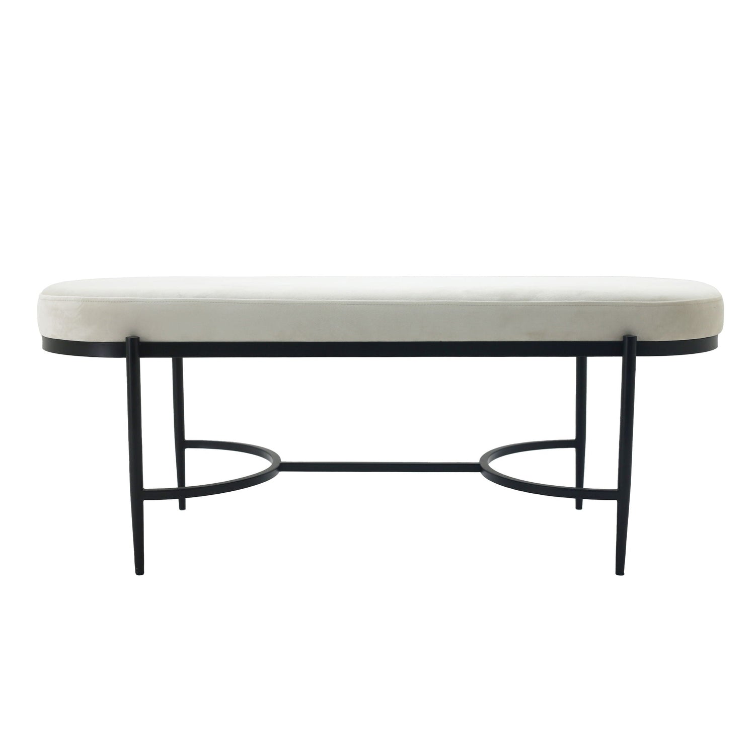Kinross Velvet Bench - Black / White