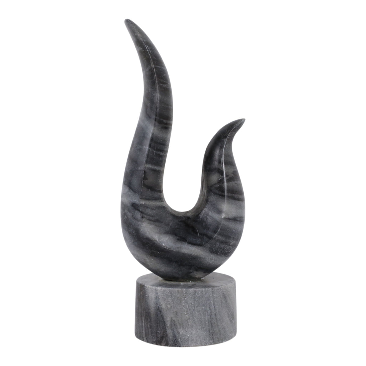 12" Rennalt Carved Marble Curved Statuary - Dark Gray