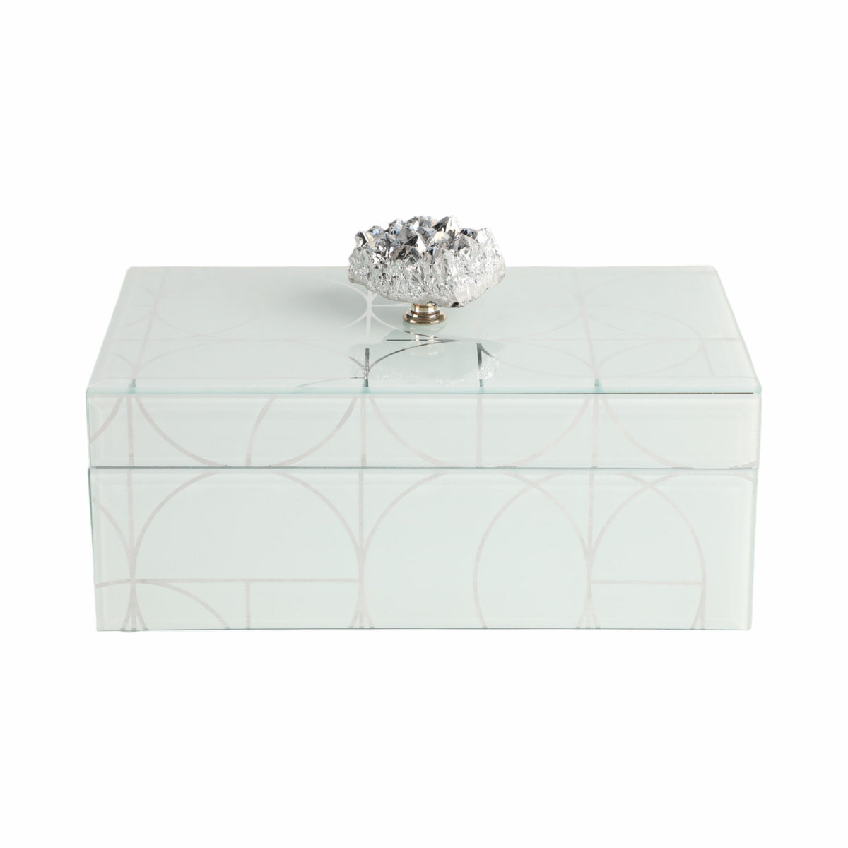 Sparkly Geo Glass Box Stone Top - White