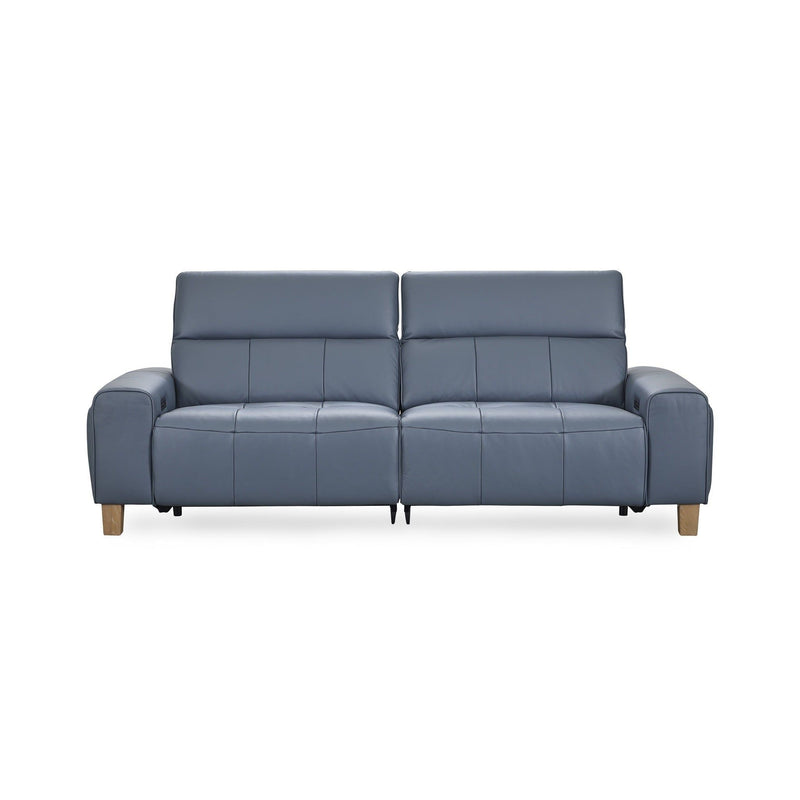 Alea - Leather Power Recliner Sofa - Smoke Blue