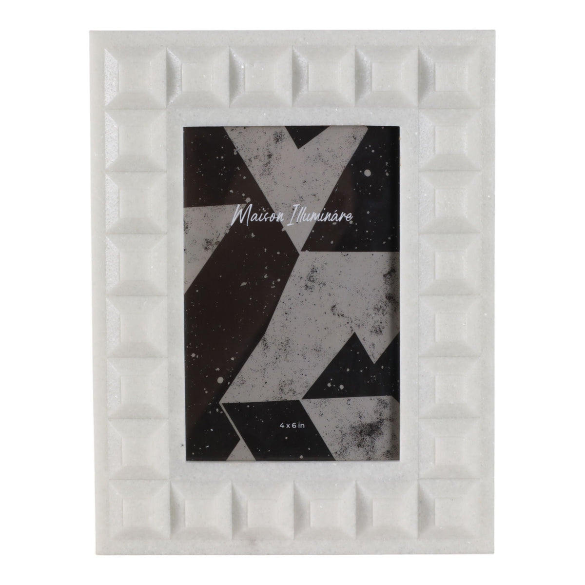 4" x 6" Block Border Quartz Resin Photo Frame - White