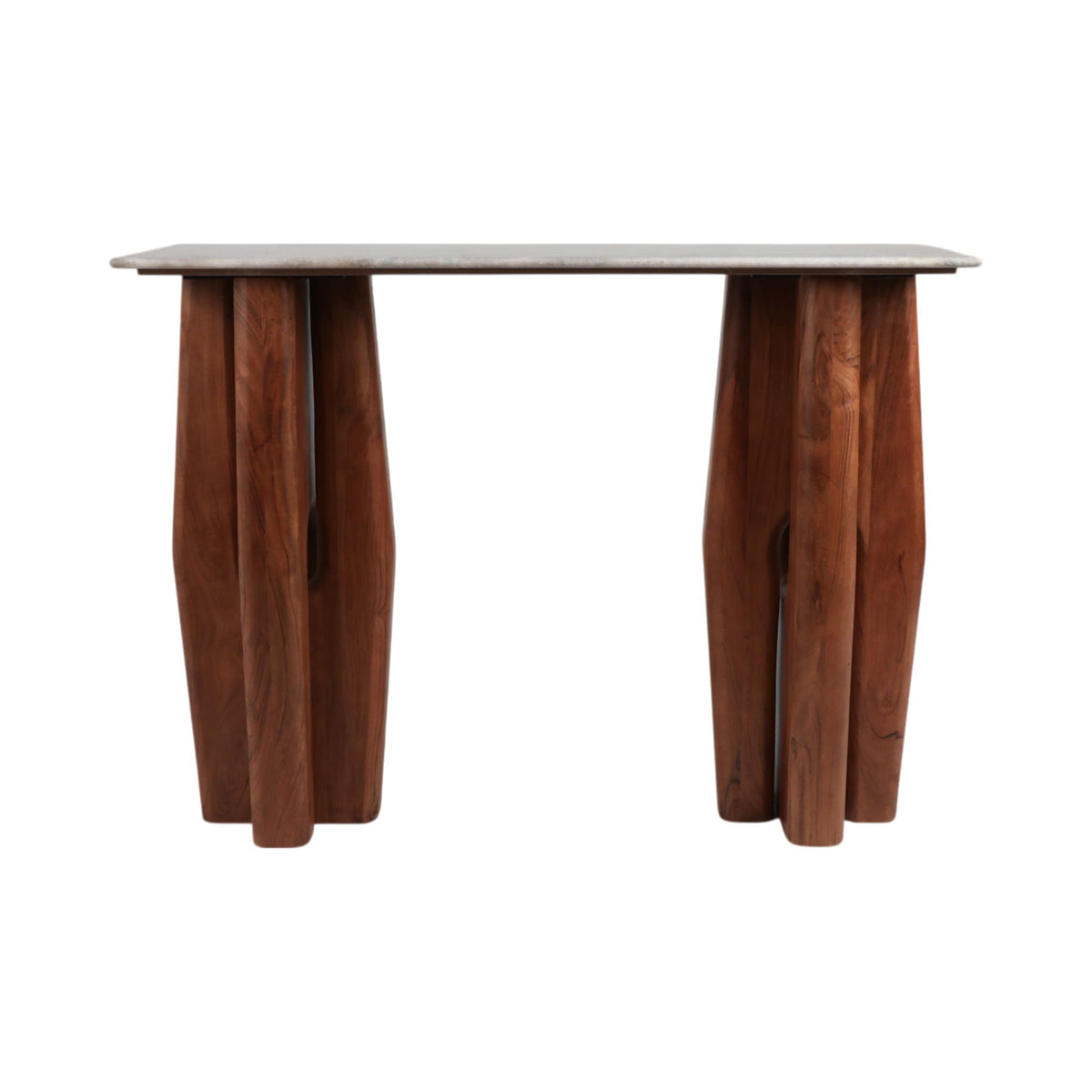 42" x 31" Tapered Legs Mrble Top Console Tble -Tan / Brown