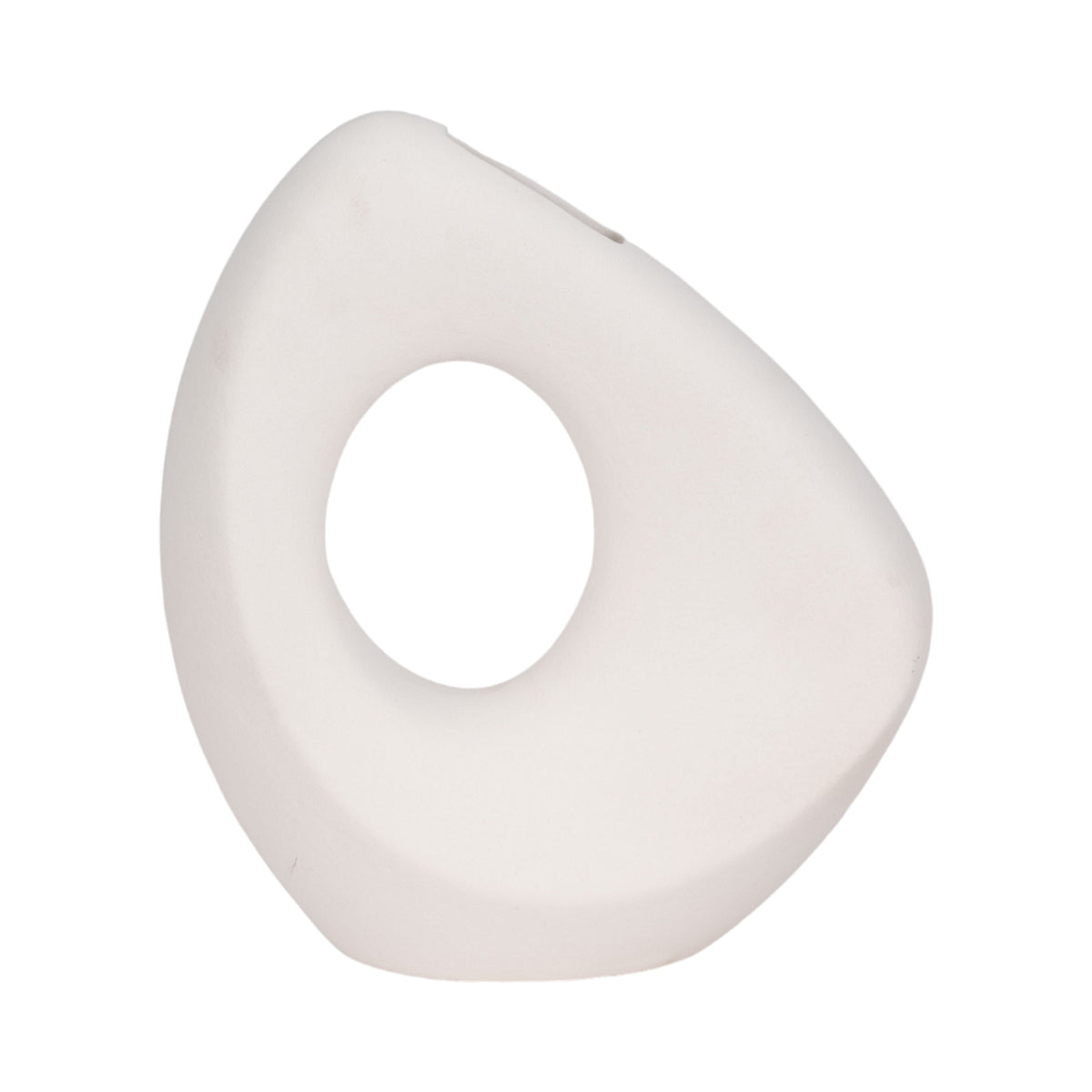 11" Lopsided Open Cut Out Vase Sand Texture - White