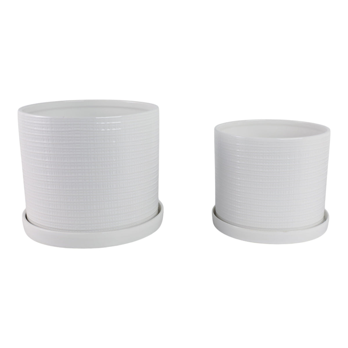 10" / 12" Ceramic Modern Planter (Set of 2) - White