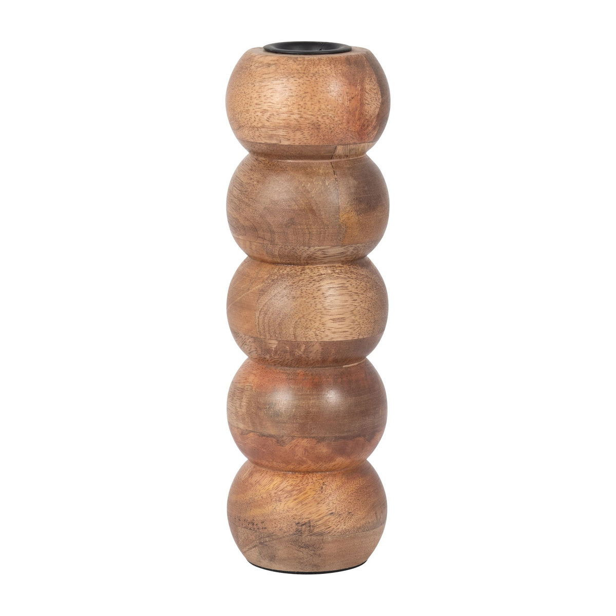 Wood 8" Ribbed Votive Holder - Brown