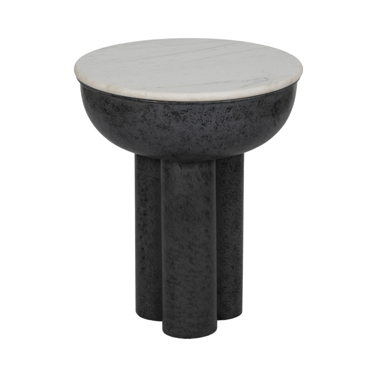 Chunky Leg Accent Table Marble Top 20" - White / Black