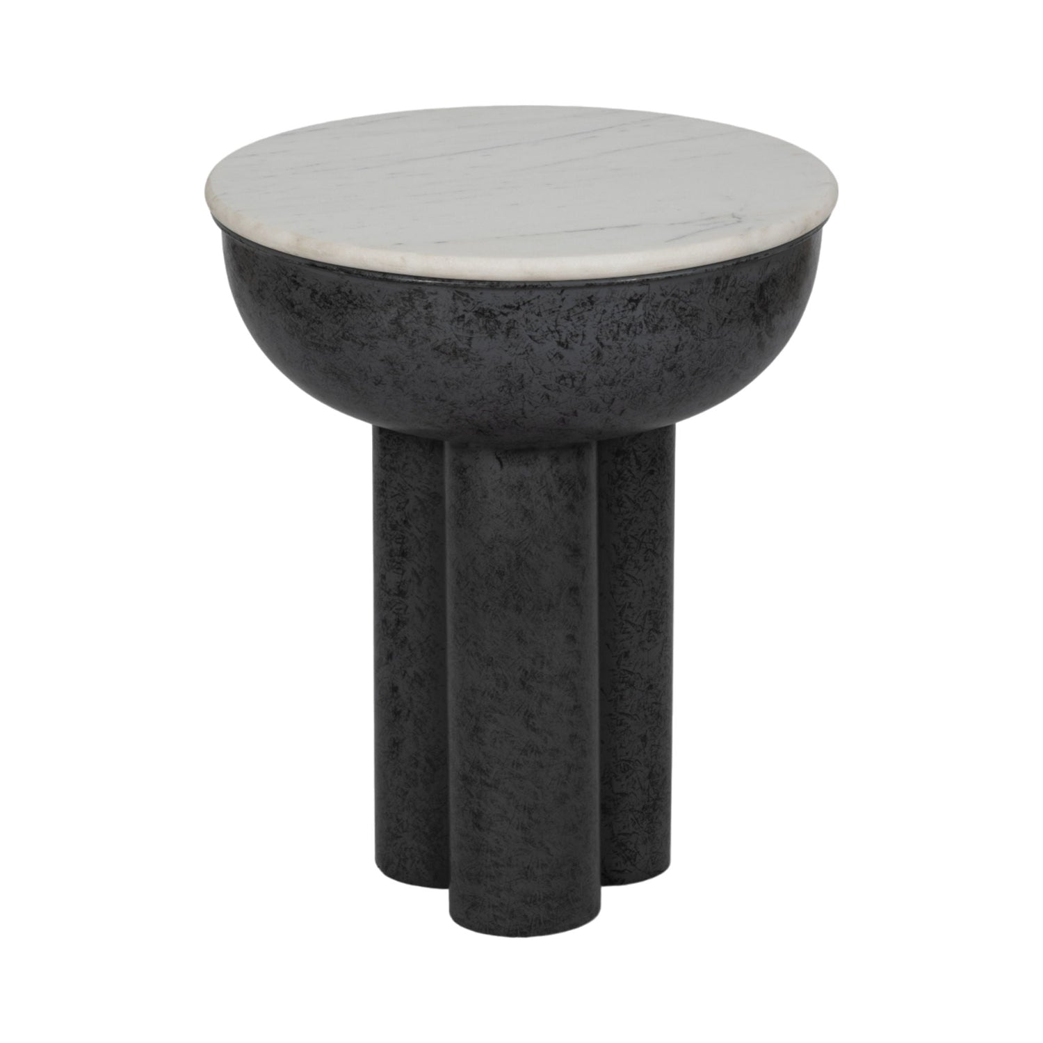 Chunky Leg Accent Table Marble Top 20" - White / Black