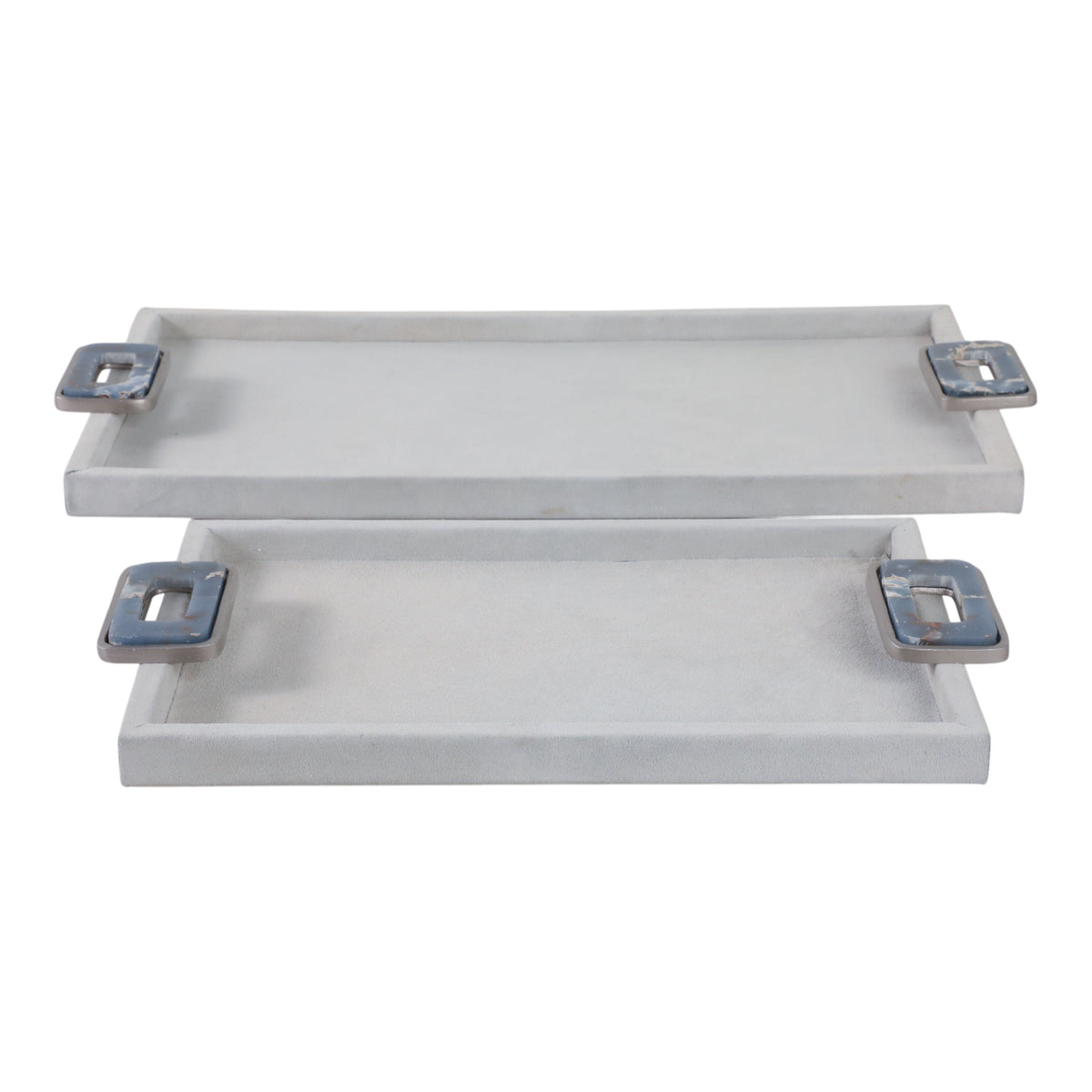 16" / 22" Violi Suede Angelite Gemstone Hardware (Set of 2) - White