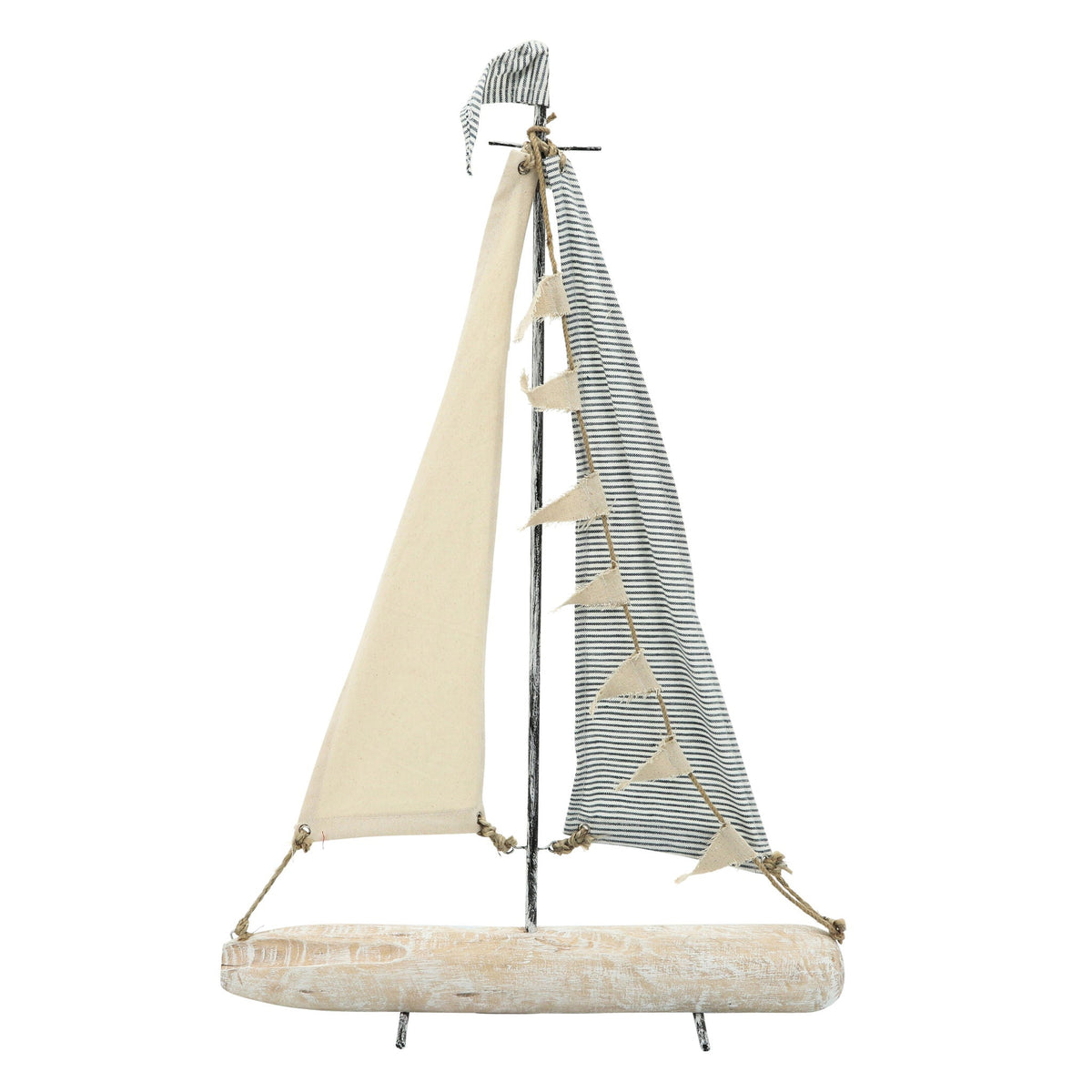 Iron Sailboat With Cloth Sails 25" - Multi