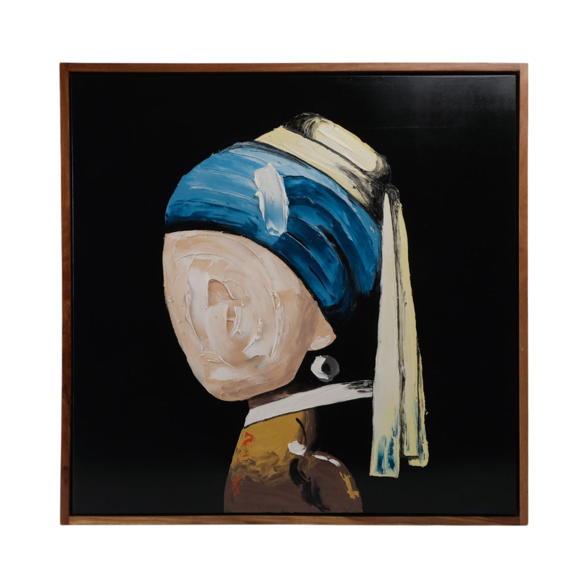 47" x 47" Hand Painted Girl With Pearl Earring - Multi